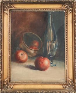 Still Life with Apples 1908, Signed Watercolor