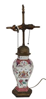 French Samson Porcelain Lamp W / Armorial