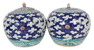 Pair of Chinese Blue Ginger Jars