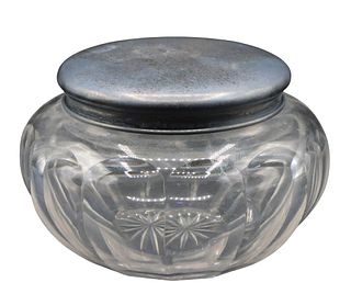 Sterling Lid Glass Vanity Jar