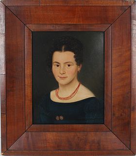Fine Antique Portrait of Elegant Lady, Oil on Tin