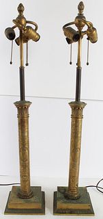 Pair of Gilt Engraved Lamps