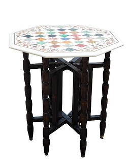 Mixed Marble Specimen Octagonal Table Top w Stand
