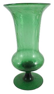 Large Green Glass Pedestal Vase