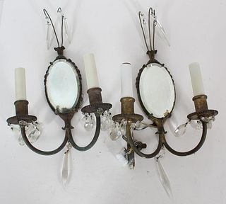 Pair of French Gilt 2-Candelabra Mirror Sconces
