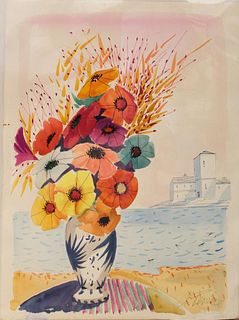Charles Levier (1920-2004) French, Floral W/C