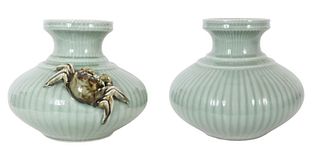 Pair of Green Celadon Vases