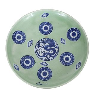 Chinese Celadon Dragon Plate