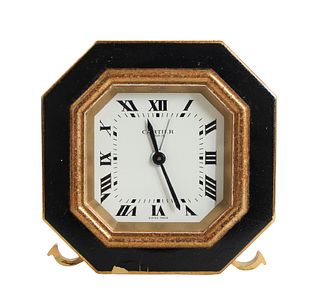 Cartier Enameled Brass Travel Clock