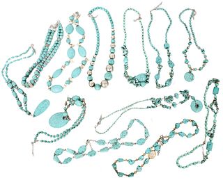 (12) Turquoise Beaded Necklaces