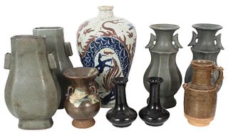 Collection of (9) Chinese Pottery Vases