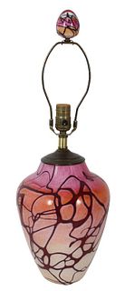 Vintage Signed Art Glass Lamp