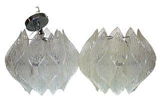 Pair Mid-Century Artichoke Acrylic Chandeliers