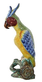 French Majolica Parrot Planter