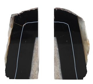 Black Onyx Geode Bookends