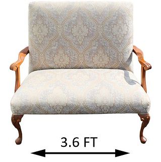 Upholstered Carved Arm Chair Love Seat