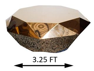 Rose Gold Colored Angular Round Coffee Table