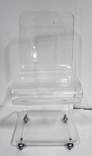 Heavy Lucite Chair with Wheels