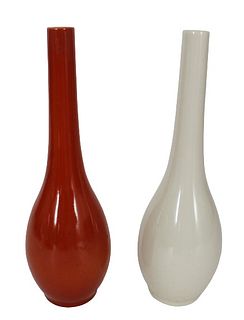 Pair of Japanese Long Neck Porcelain Vases