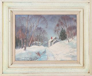 Vintage Brown County Indiana Snow Scene, Oil