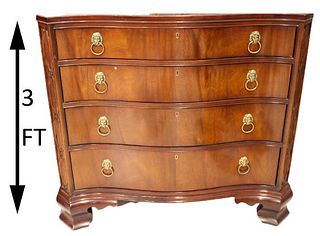 Contemporary Cerpentine Mahogany 4 Drawer Chest