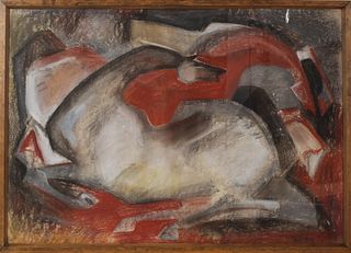 Mid Century Painting of Horses Signed M Mead