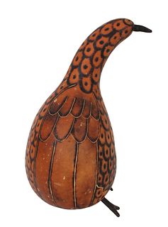 Folk Art Decorated Bird Gourd