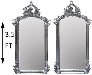 Pair of Silver-Leaf Wooden Framed Mirrors