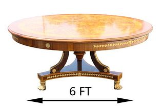 Inlayed Regency Style Center Table w Bronze Mounts