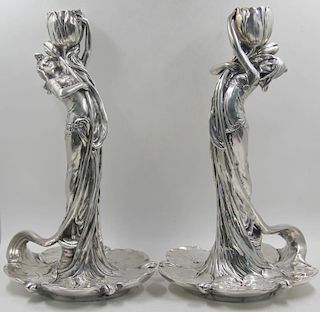 STERLING. Pair of Sterling Deposit Art Nouveau
