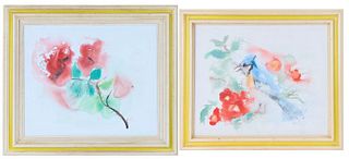 Pair of 20th C Floral Paintings, Signed W/C