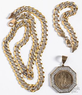 10K gold necklace, bracelet, and pendant