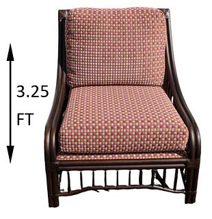 Wood Framed Chair w Checkered Cushions