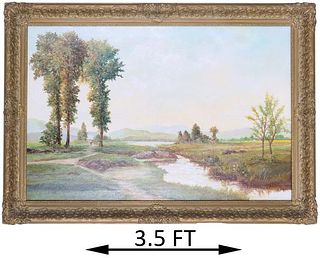 Antique Landscape / River Scene, Signed O/C