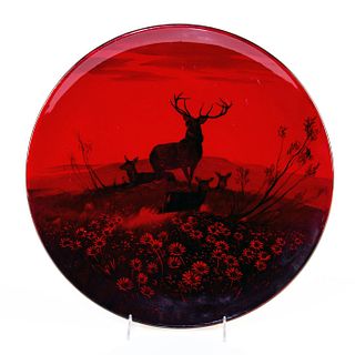 Royal Doulton Flambe Charger, Buck with Deer