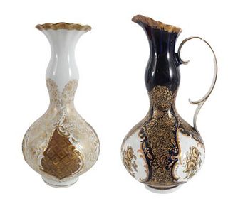 Two Edelstein Bavaria Gilt Decorated Vases