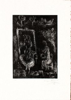 Marc Chagall - La Nuit Il Vole un Ange Dans le Ciel