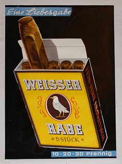 Hugo Laubi, Vintage Weisser Rabe Cigars poster