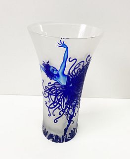 Erte - Cold Painted Embossed Vase