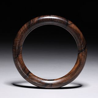 Unusual Chinese Carved Wood Bangle