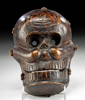 20th C. Tibet / Nepal Copper Dance Mask of Citipati 