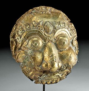 Rare 8th C. Javanese Gold Leaf Burial Mask of Kala