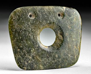 Rare Chinese Neolithic Jade Square Plaque Bi Disc