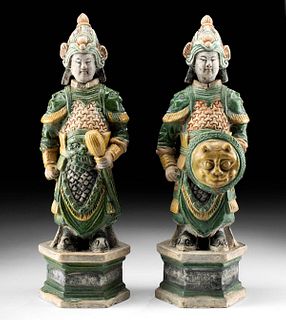Chinese Ming Dynasty Sancai Glazed Soldier Figures (pr)