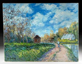 John Modesitt Painting "Path Along the Burgundy Canal in Summer"