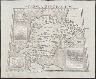 Ptolemy & Munster, pub. 1552 - Map of Spain & Portugal