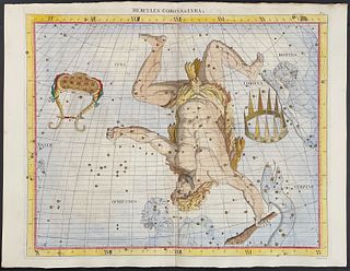 Flamsteed, Folio - Hercules, Corona (Crown), Lyra (Lyre) Constellations