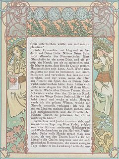 Mucha - Ornate Page: People on Ship / Verso: People & Stars