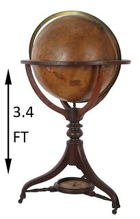 19th C London Made Globe w Original Compass