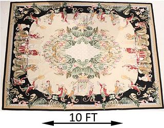 Aubusson Style Room Size Rug w Figural Border